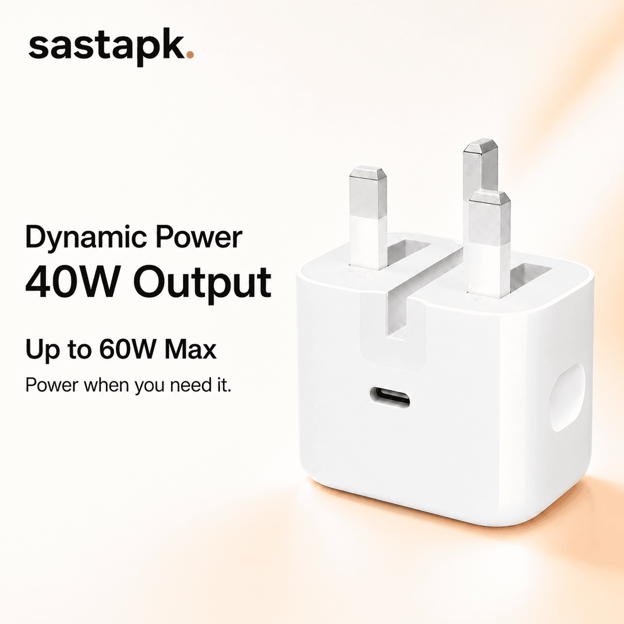 Apple 40W Dynamic Power Adapter with 60W Max (3 Pin) — image 1