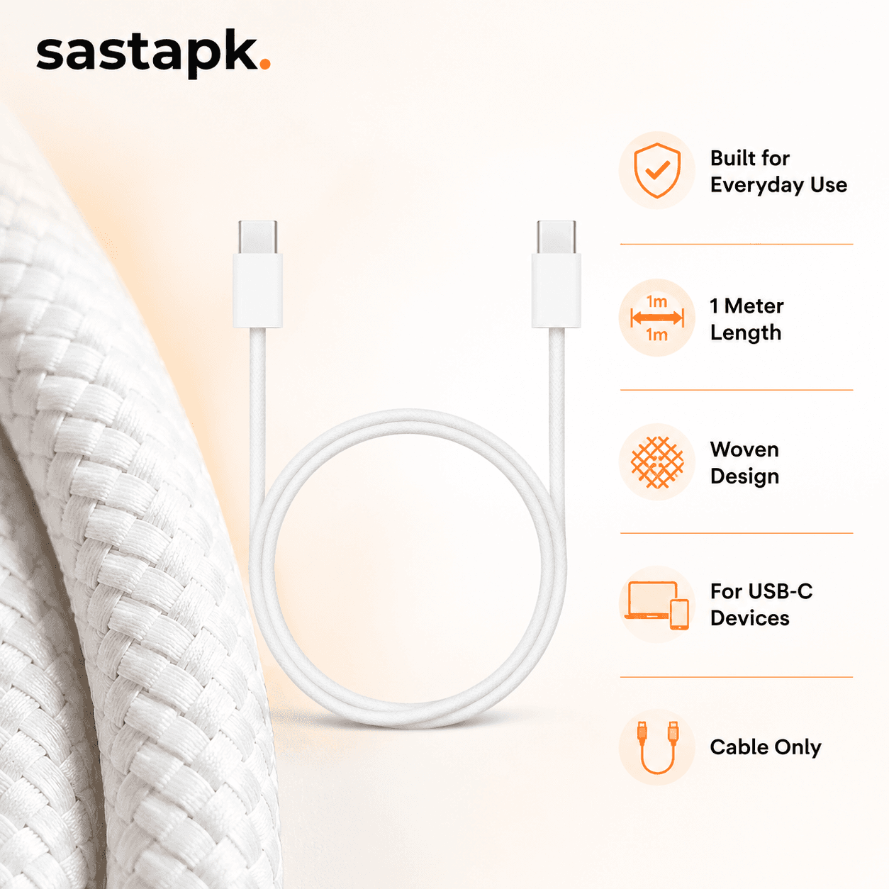 Apple USB-C to USB-C 60W Braided Cable (1m) β image 2