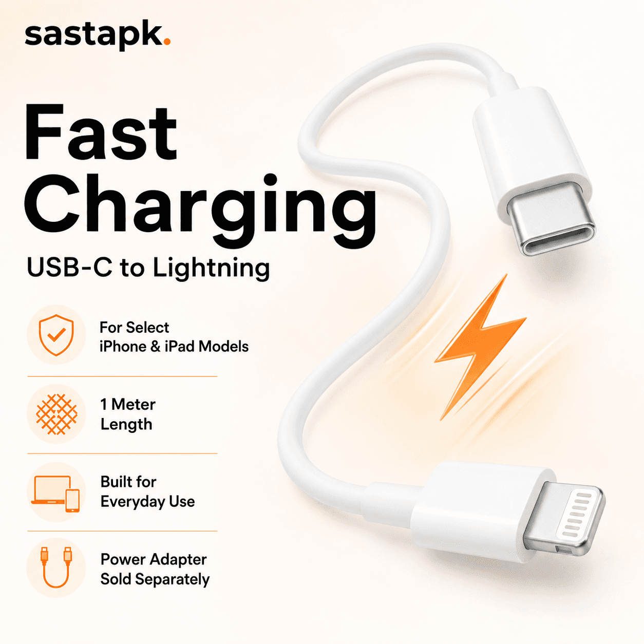 Apple USB-C to Lightning Cable (1m) — iPhone Fast Charging — image 1