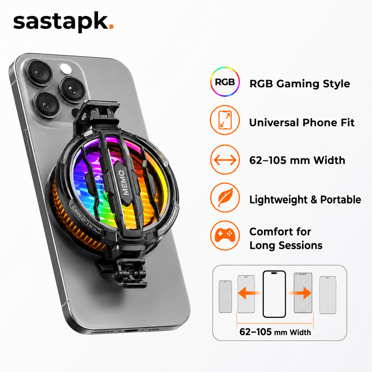 MEMO CX07 Magnetic Phone Radiator Phone Cooling Fan Case Cold Wind Handle Fan for PUBG Phone Cooler Phone Cooling Fan Case — image 3