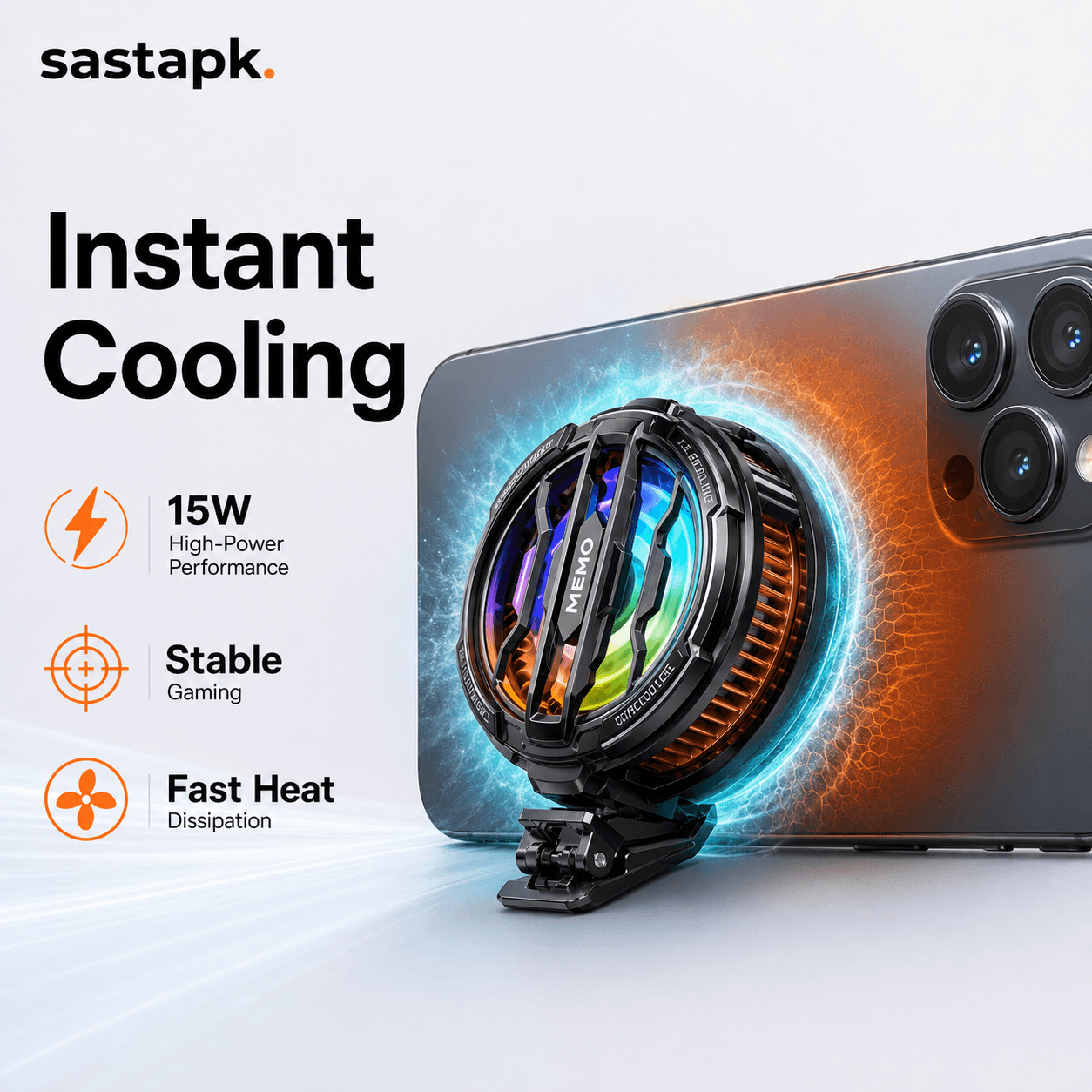 MEMO CX07 Magnetic Phone Radiator Phone Cooling Fan Case Cold Wind Handle Fan for PUBG Phone Cooler Phone Cooling Fan Case — image 4