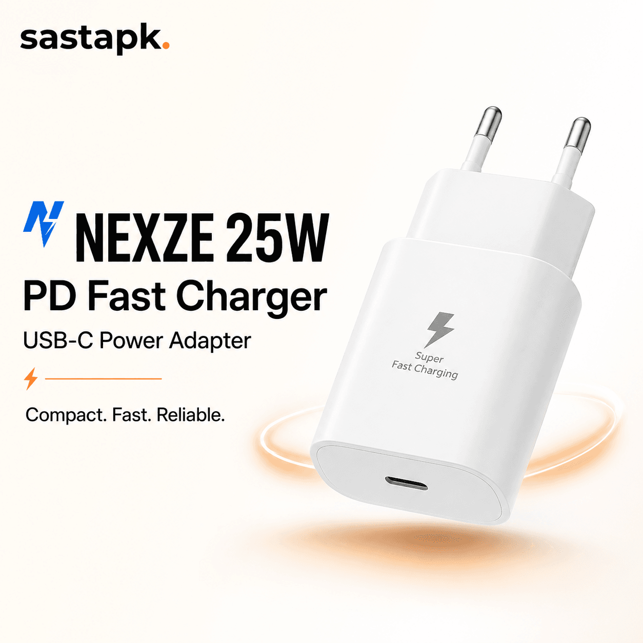 Nexze 25W Charger with cable Usb Type C Fast Charger Pd Wall Power Adapter 25W Super Fast Charger with Type C to Type C Cable And Without Cable Pd Charger For all Mobile Phone — image 1